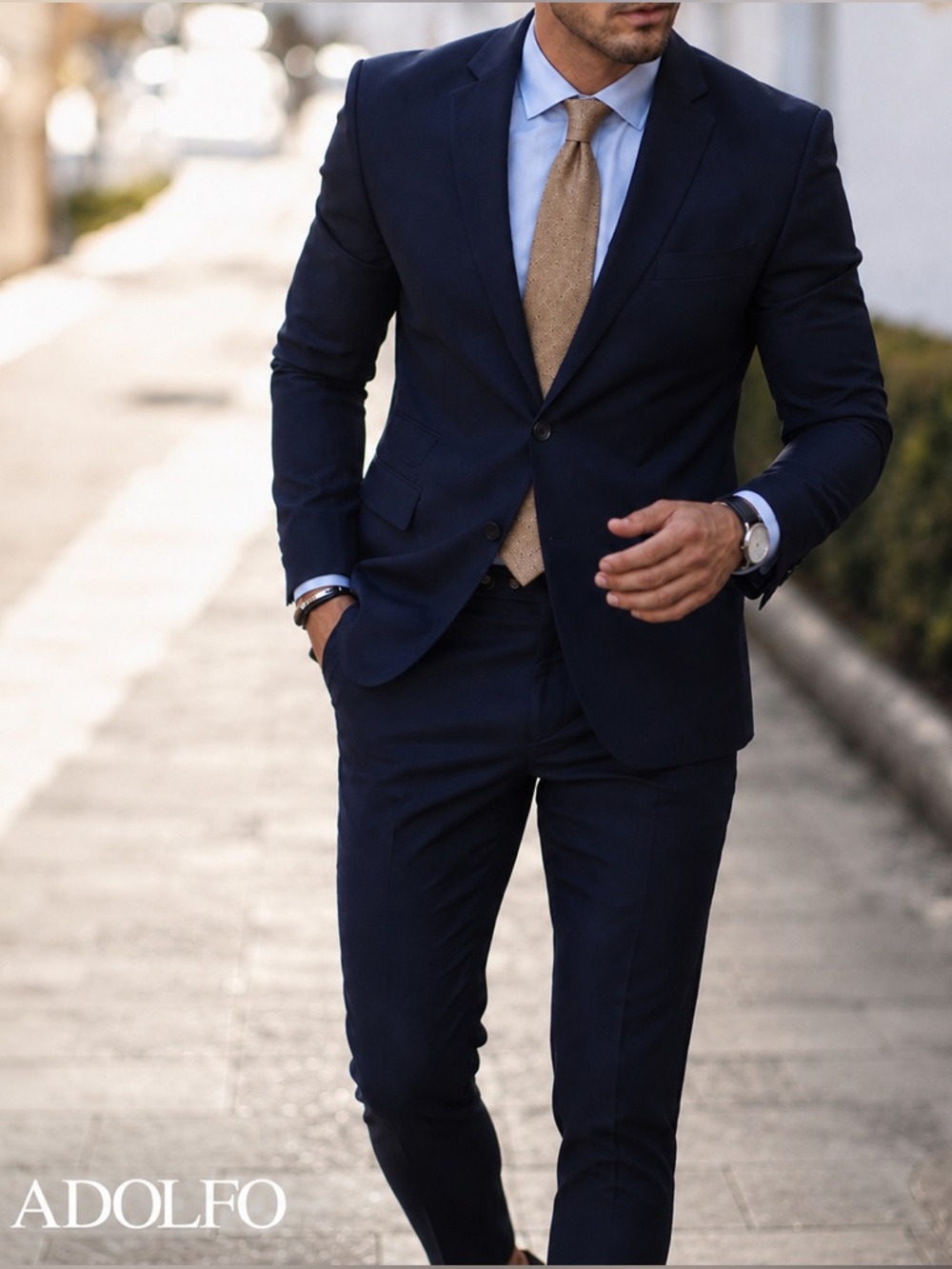Adolfo Classic Navy Men's Suit Jacket & Trousers - Navy